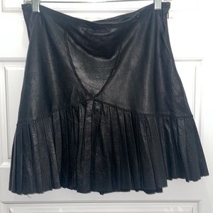 Catherine Malandrino Leather Pleated Skirt